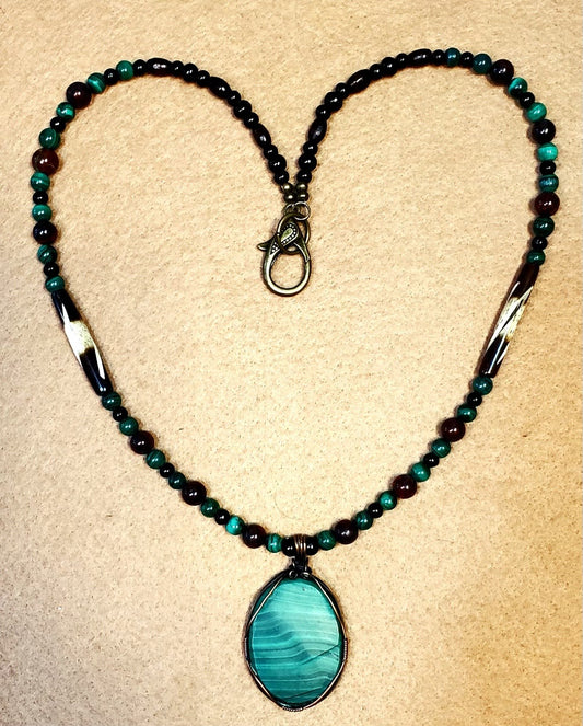 Malachite Cabochon: Malachite, Blood Stone & Bone