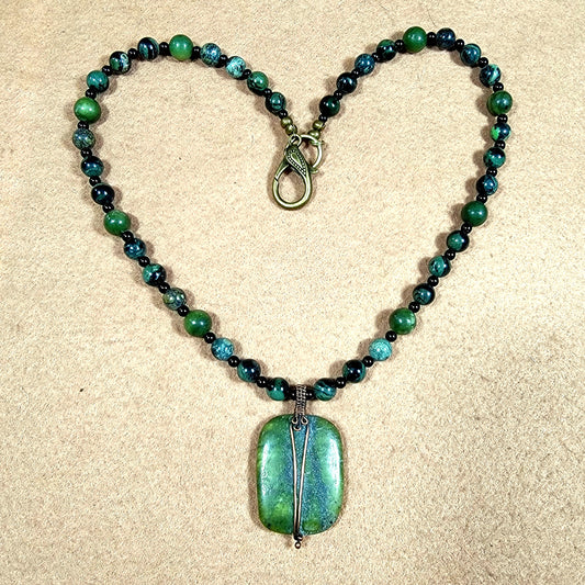 Jade Drop Bead: Kambabar Jasper & Black Onyx