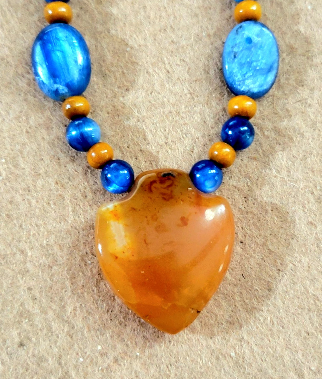 Indus Valley Carnelian Pendant: Kyanite & Carnelian