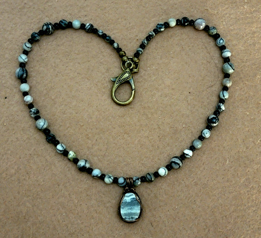 Silver Lace Onyx Pendant: Picasso Jasper