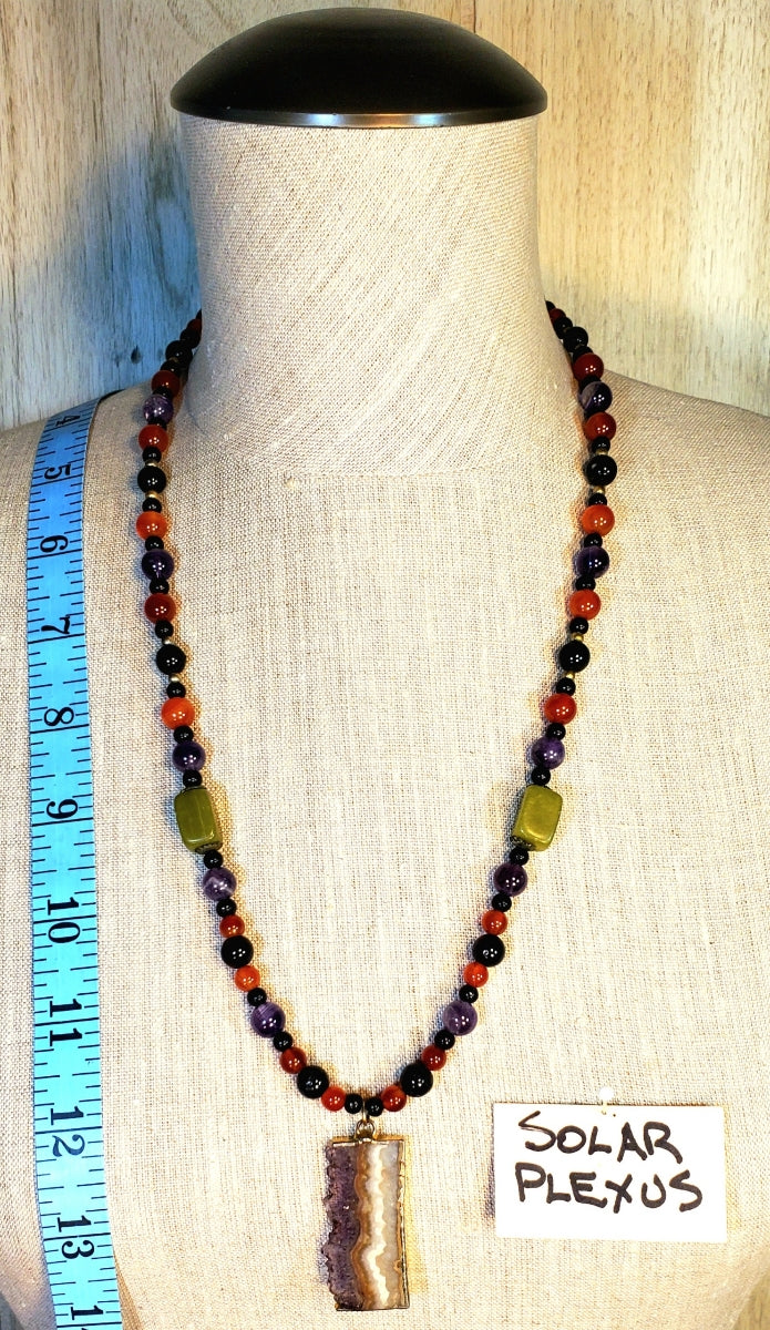 Amethyst Slice: Tourmaline, Jade Carnelian & Lava