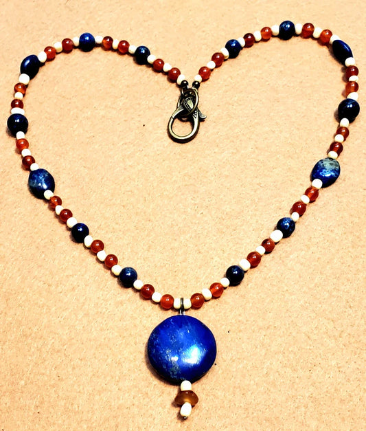 Lapis Dropbead: Kyanite, Carnelian Sodalite & Bone