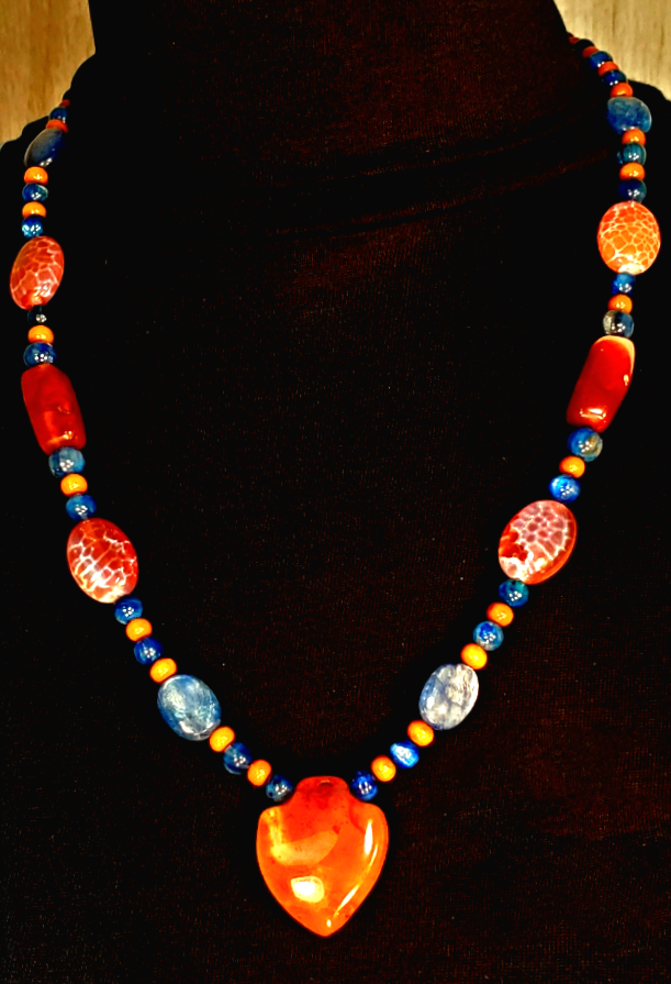 Indus Valley Carnelian Pendant: Kyanite & Carnelian