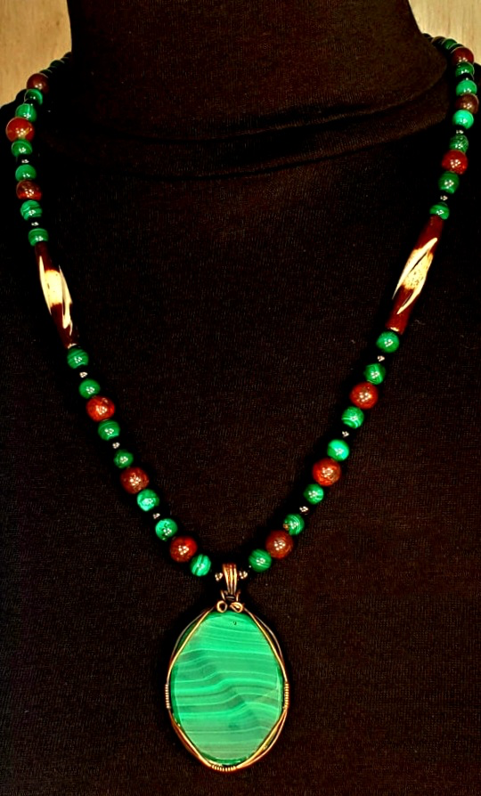 Malachite Cabochon: Malachite, Blood Stone & Bone