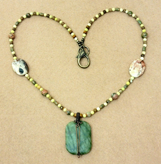 Jade Drop Bead: Yellow Turquoise, Cappuccino Jasper, Unakite & Jasper