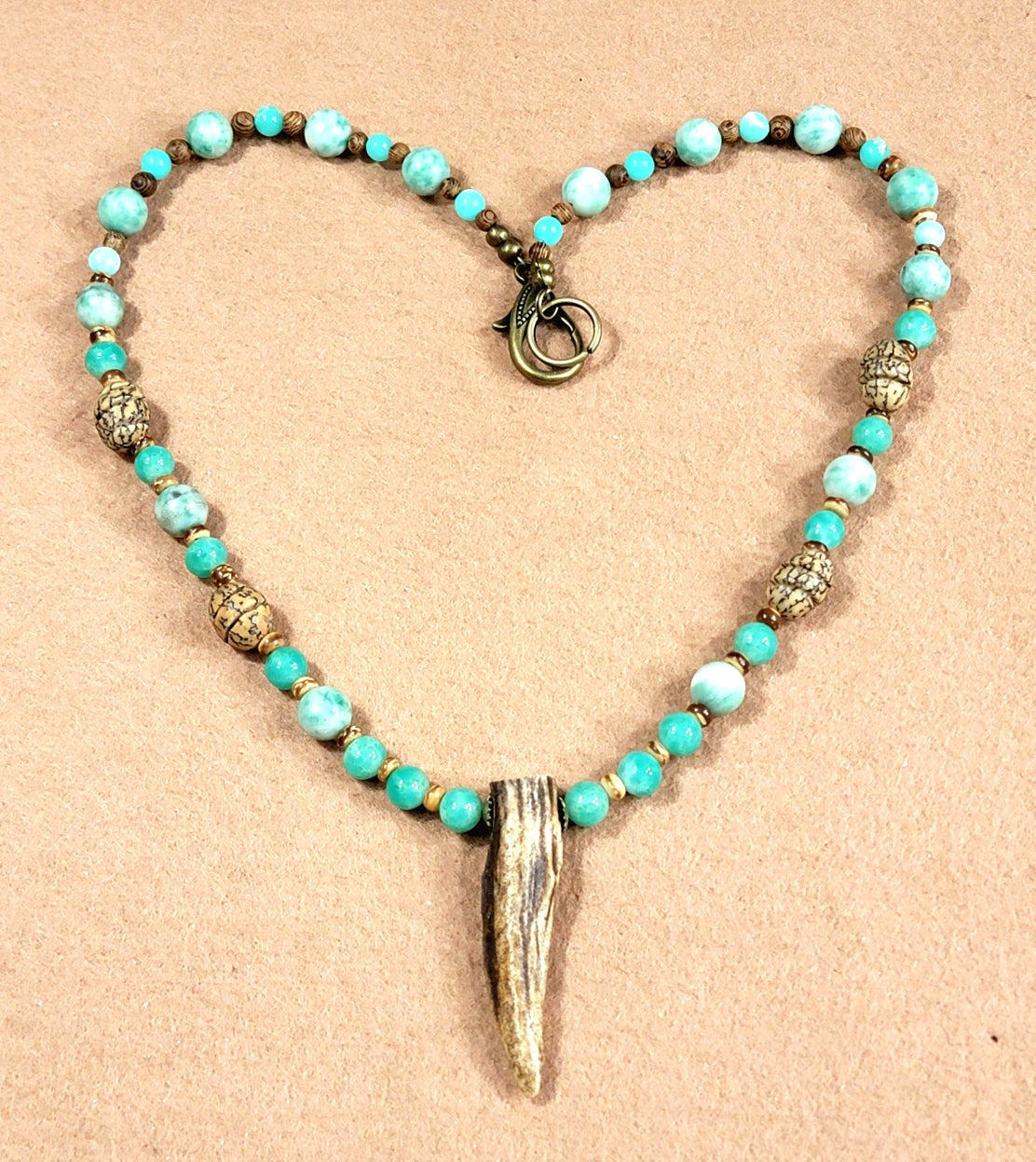 Antler Point:  Chrysoprase, Green Agate & Opal