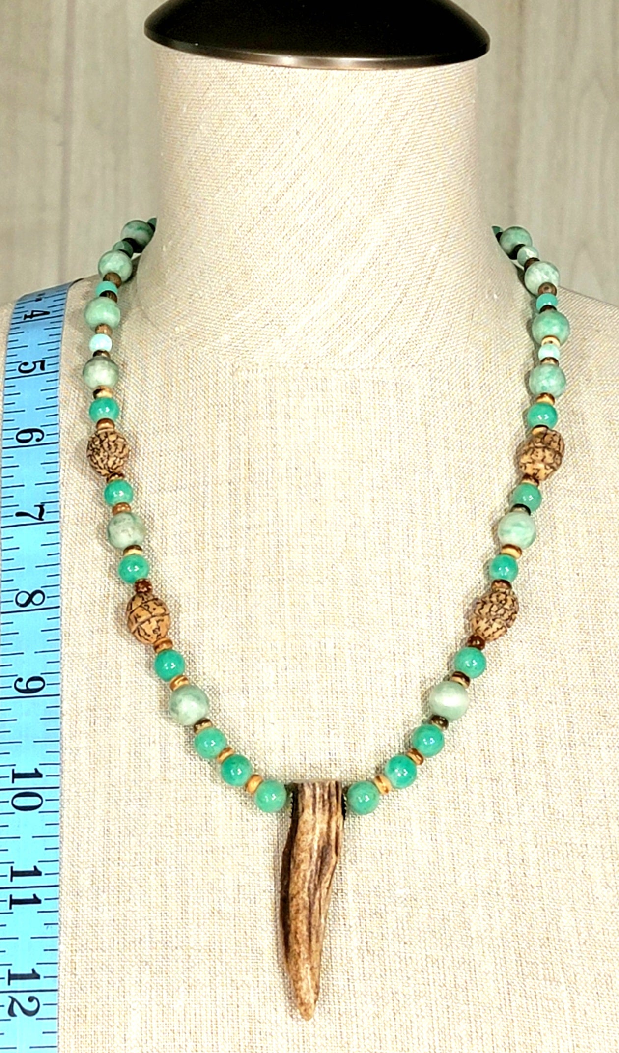 Antler Point:  Chrysoprase, Green Agate & Opal