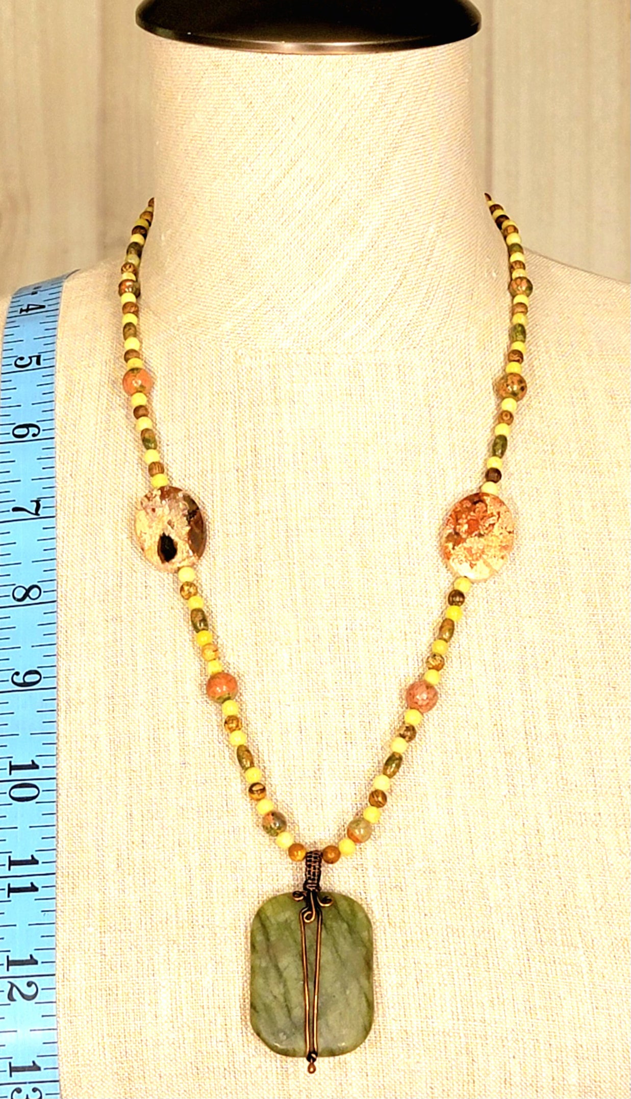 Jade Drop Bead: Yellow Turquoise, Cappuccino Jasper, Unakite & Jasper