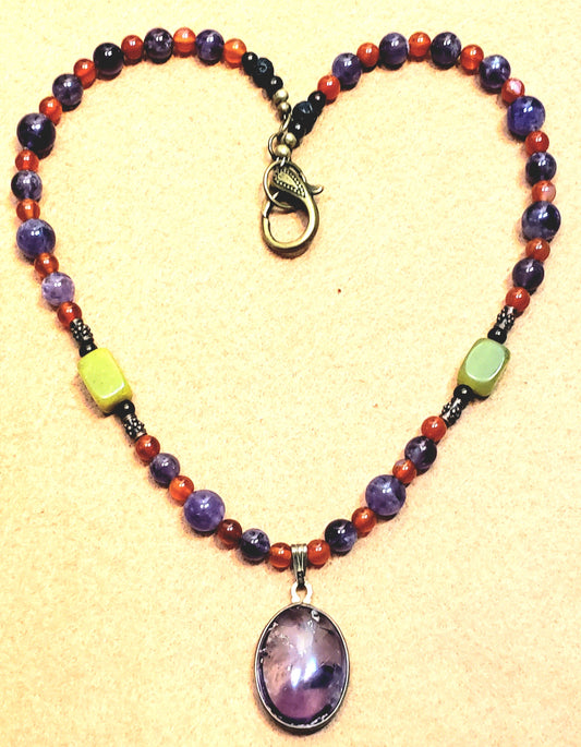 4Peaks Amethyst (rare) Cabochon: Carnelian, Jade & Lava