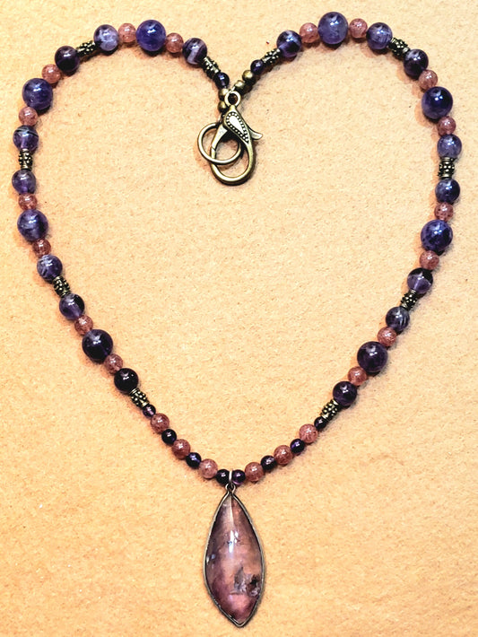 4Peaks Amethyst (rare) Cabochon:  Rhodolite & Amethyst