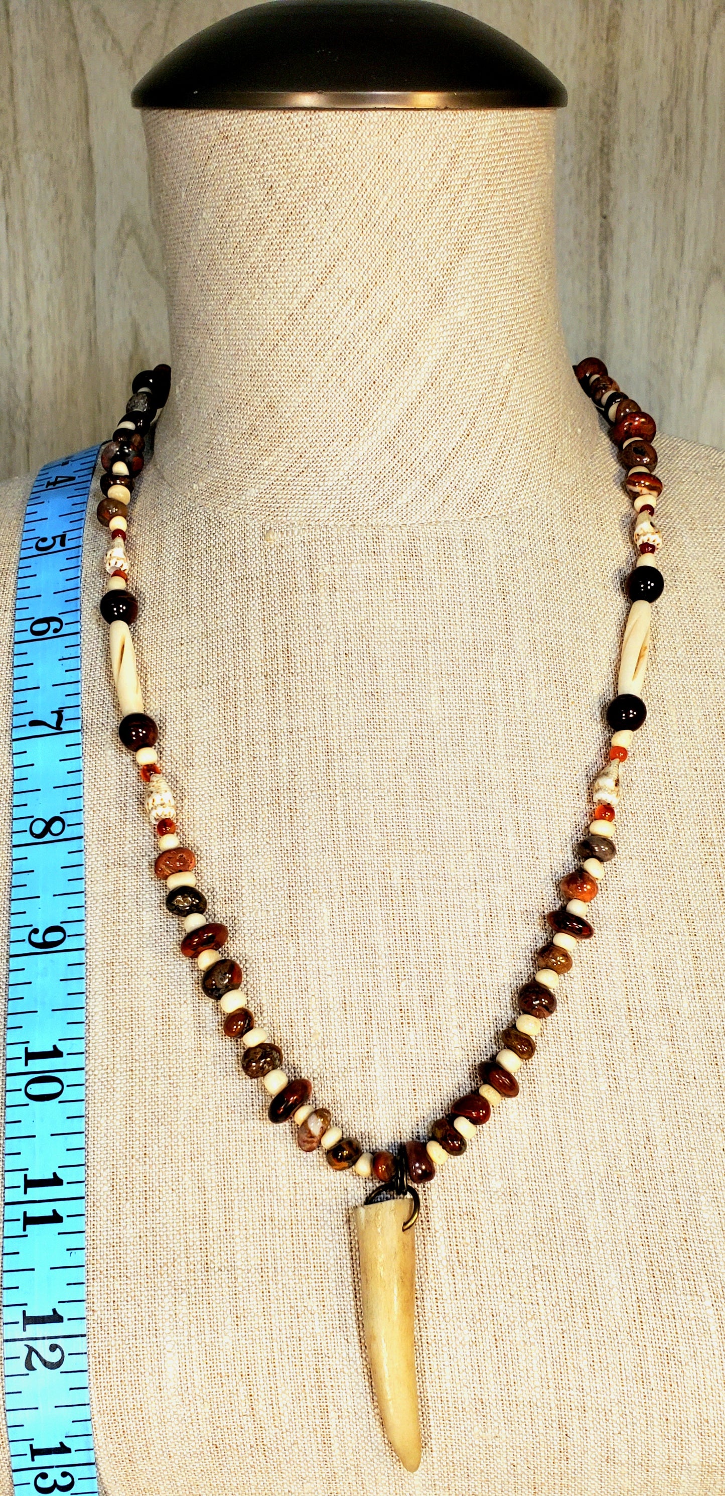 Antler Point: Red Tiger Eye, Fire Agate, Carnelian, Bone & Shell