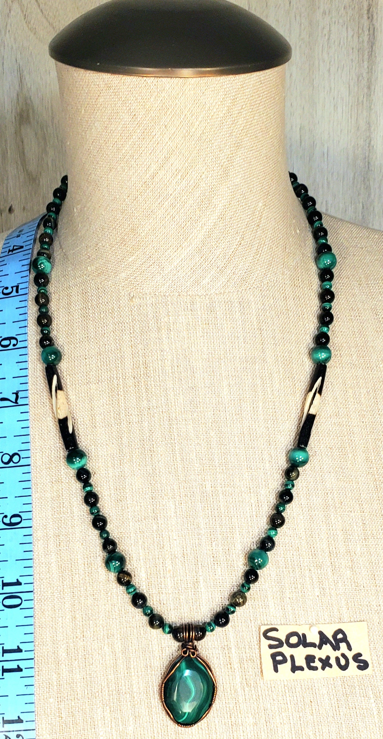 Malachite Cabochon: Malachite Blue Tiger Eye & Bone