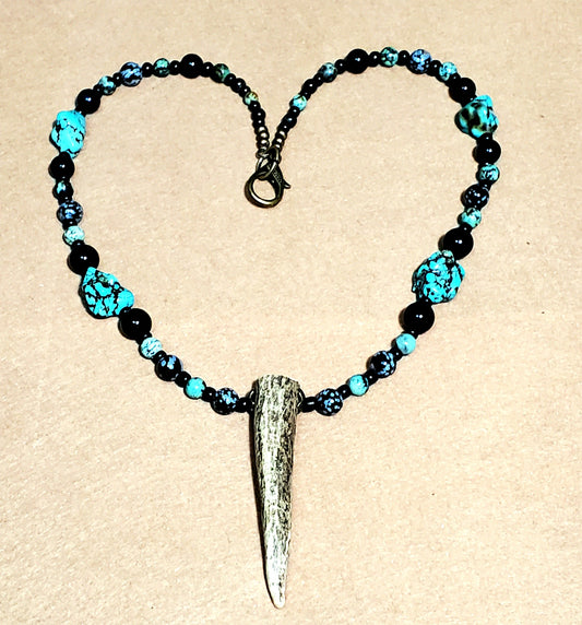 Antler Point: Turquoise,  Black Onyx, Blue Tiger Eye & Snow Flake Obsidian