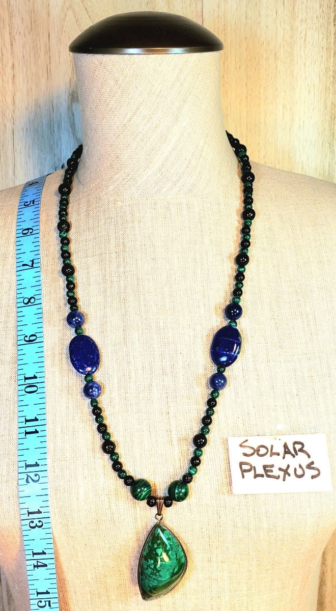 Copper World Malachite Pendant: Malachite, Sodalite, Tourmaline & Lapis