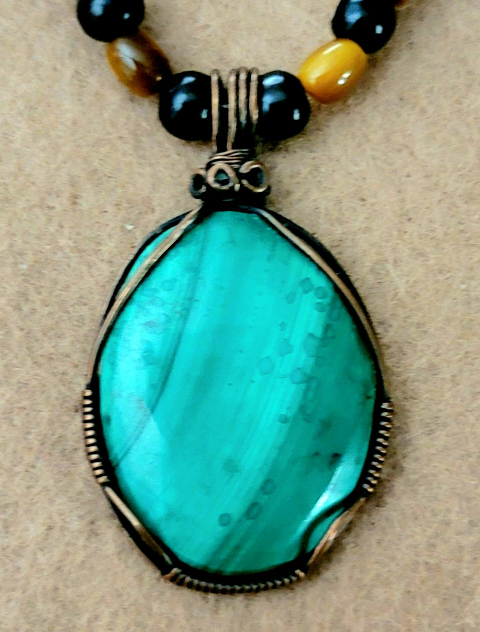 Malachite Cabochon: Azurite & Tiger Eye.