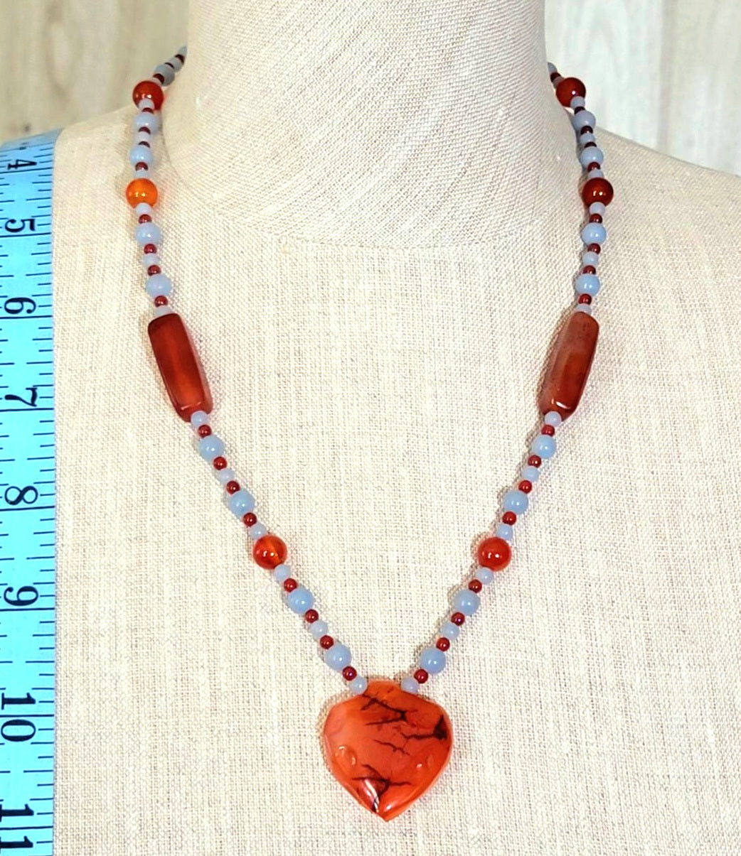 Indus Valley Carnelian Pendant:  Angelite & Carnelian