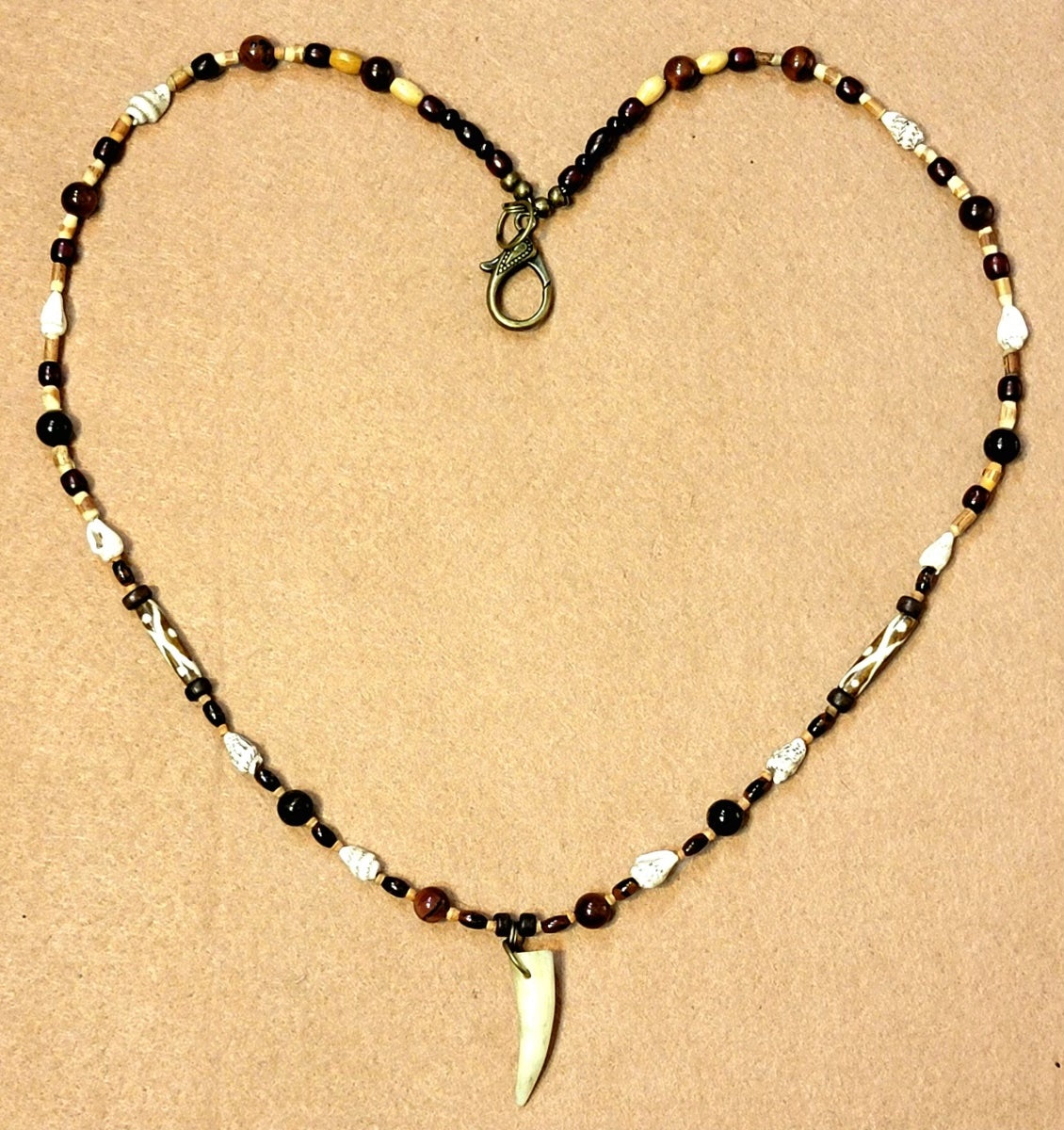 Antler Point: Mahogany Obsidian, Red Tiger Eye, Shell, Bone & Reed