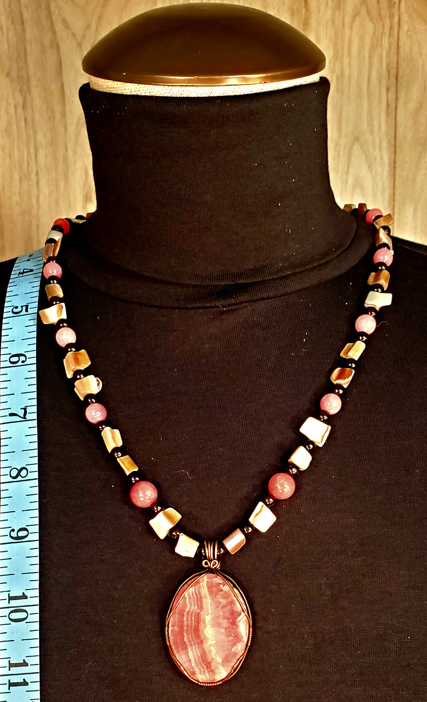 Rhodochrosite Cabochon: Rose Quarts & Abalone