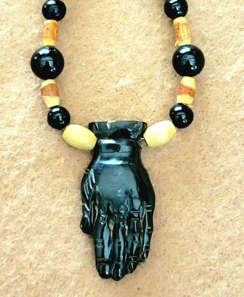 Antler Point: Black Tourmaline, Serpentine, Bone & Reed
