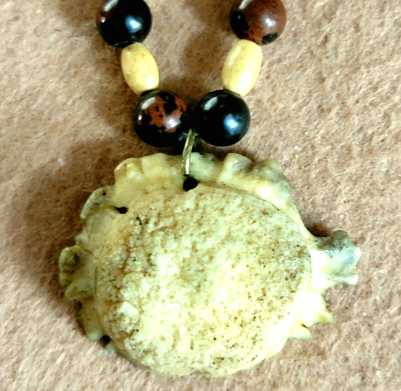Antler Button: Mahogany Obsidian, Red & Brown Tiger Eye, Bone & Shell