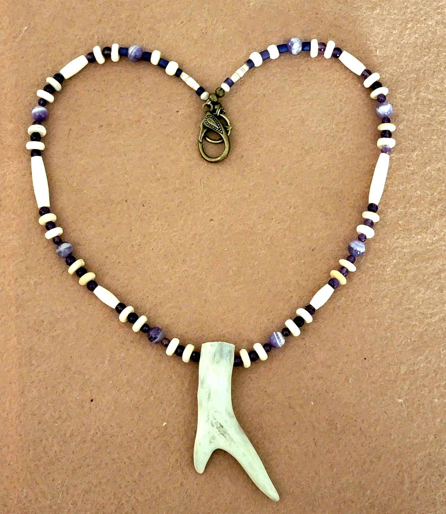 Split Antler Point: Amethyst, Chevron Amethyst, Bone & Reed