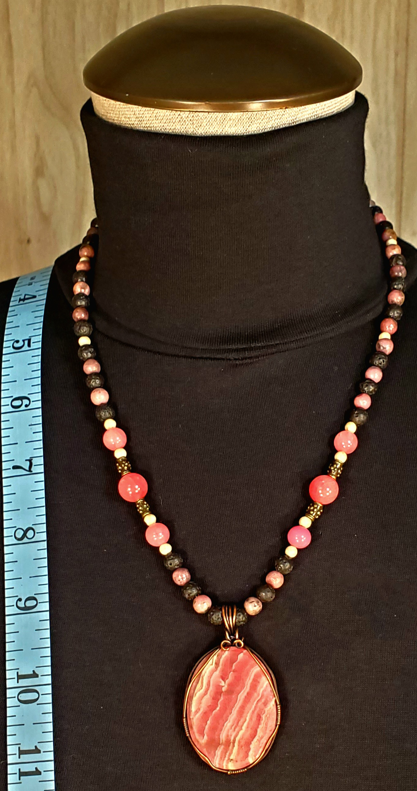 Rhodochrosite Cabochon: Rose Quarts, Rhodonite, Lava & Seed