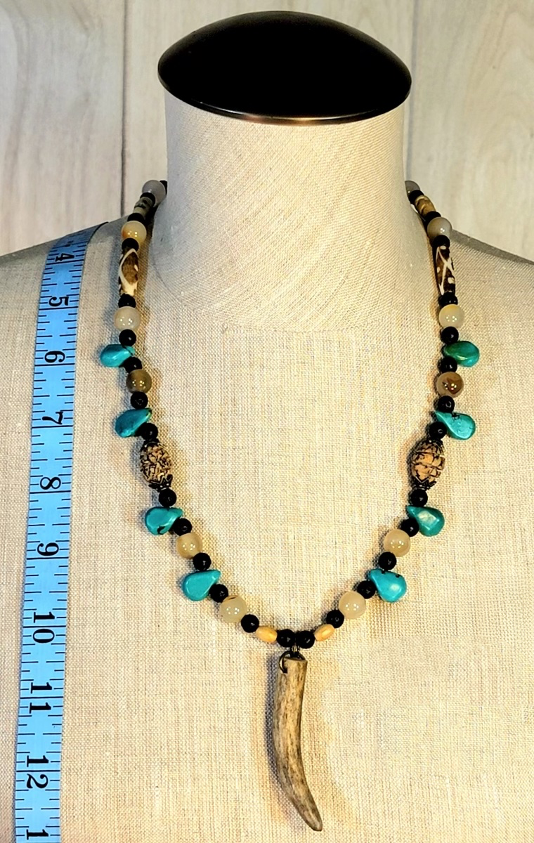 Antler Point: Turquoise, Agate, Lava & Bone