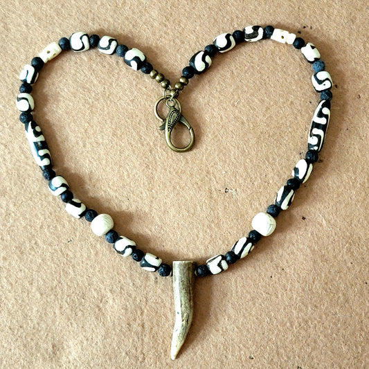 Antler Point: Tibetan Yak Bone, African Ox,  Water Buffalo & Lava