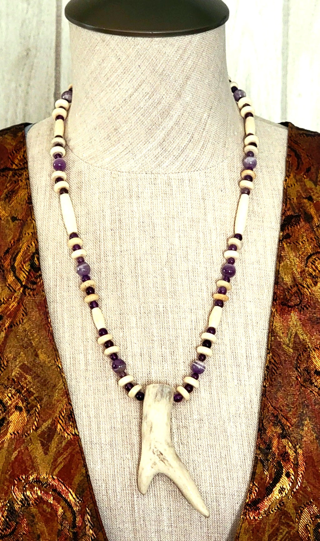 Split Antler Point: Amethyst, Chevron Amethyst, Bone & Reed