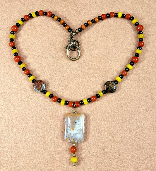 Ocean Jasper Drop Bead:  Australian Opal, Olive Opal, Red Jasper & Unakite