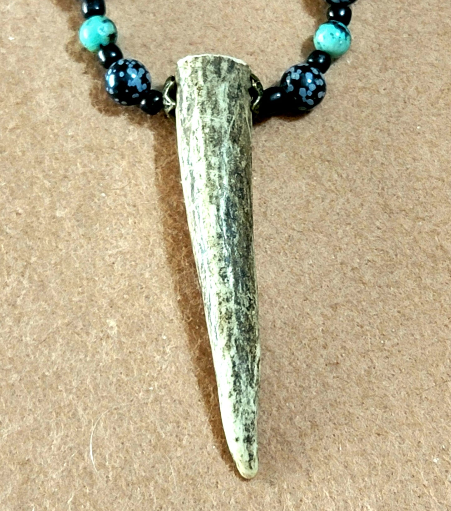 Antler Point: Turquoise,  Black Onyx, Blue Tiger Eye & Snow Flake Obsidian