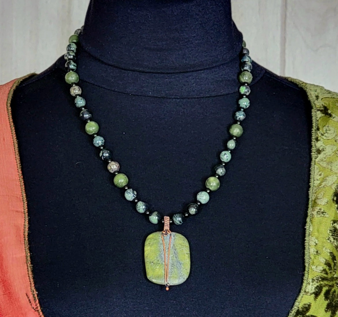 Jade Drop Bead: Kambabar Jasper & Black Onyx