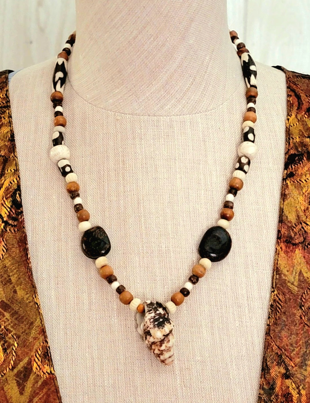 Shell Pendant: Shell, Bone, Seed, Wood & Kukui Nut