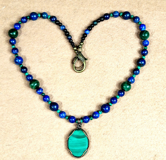 Malachite Pendant: Lapis, Azurite & Malachite