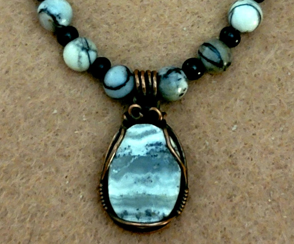 Silver Lace Onyx Pendant: Picasso Jasper