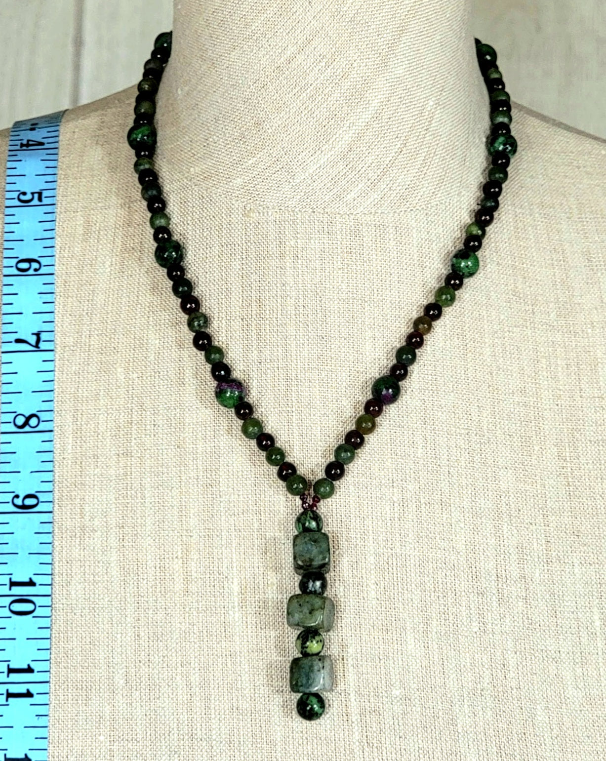 Jade Cubes Drop Bead: Jade, Garnet, Chrysoprase & Ruby Zoisite