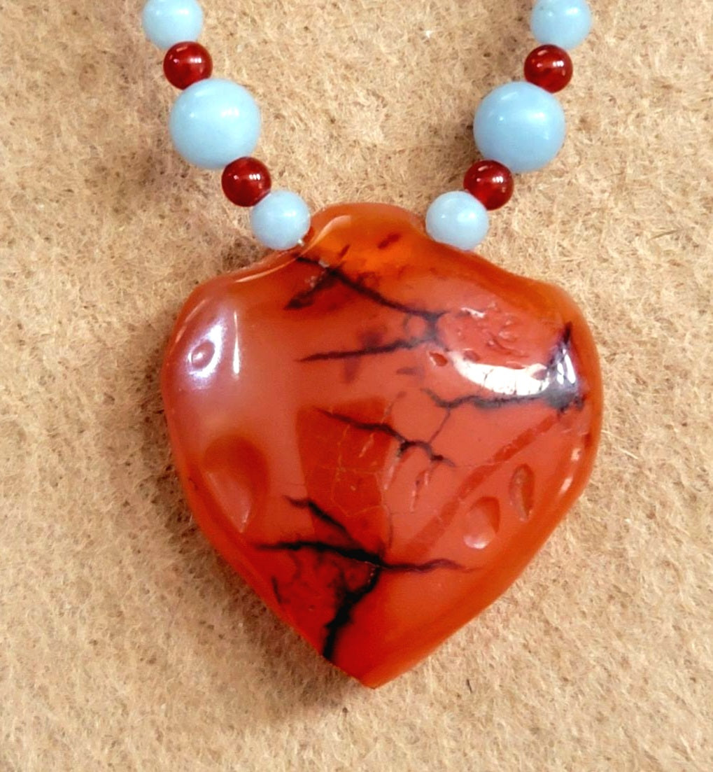 Indus Valley Carnelian Pendant:  Angelite & Carnelian