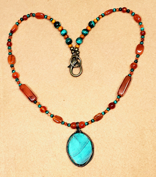 Malachite Cabochon: Vintage Carnelian & Malachite