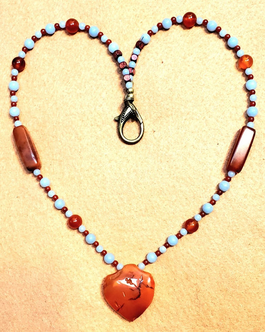 Indus Valley Carnelian Pendant:  Angelite & Carnelian