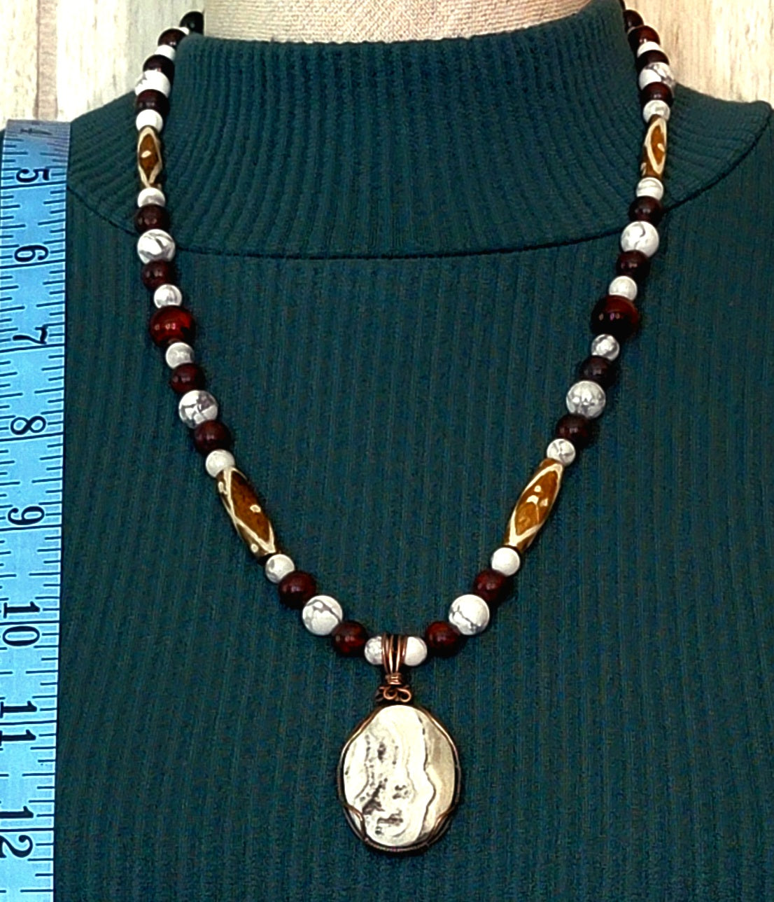 Silver Lace Onyx Pendant:  Picasso Jasper, Stone Jasper & Bone