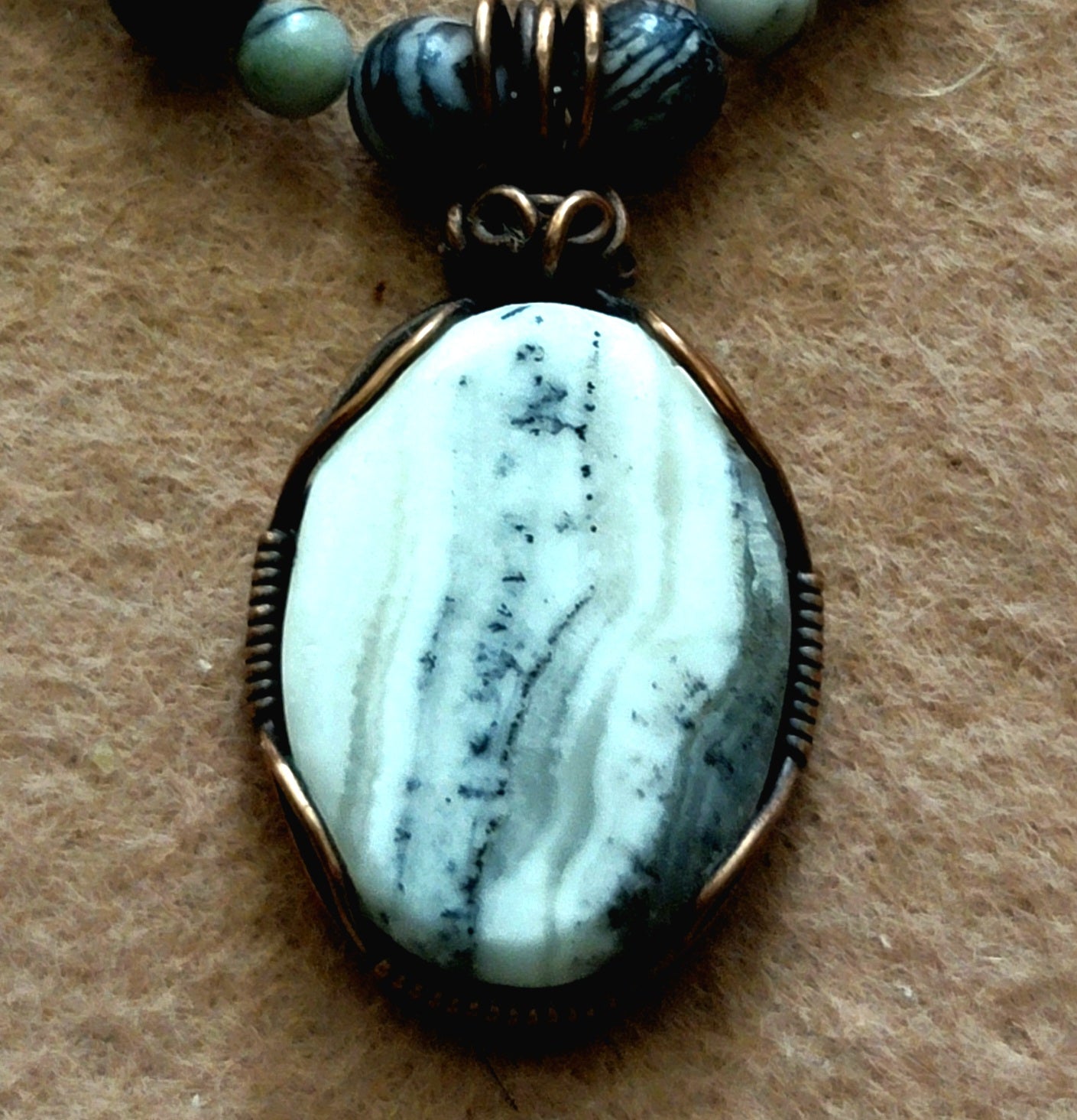 Silver Lace Onyx Pendant:  Picasso Jasper, Stone Jasper & Bone