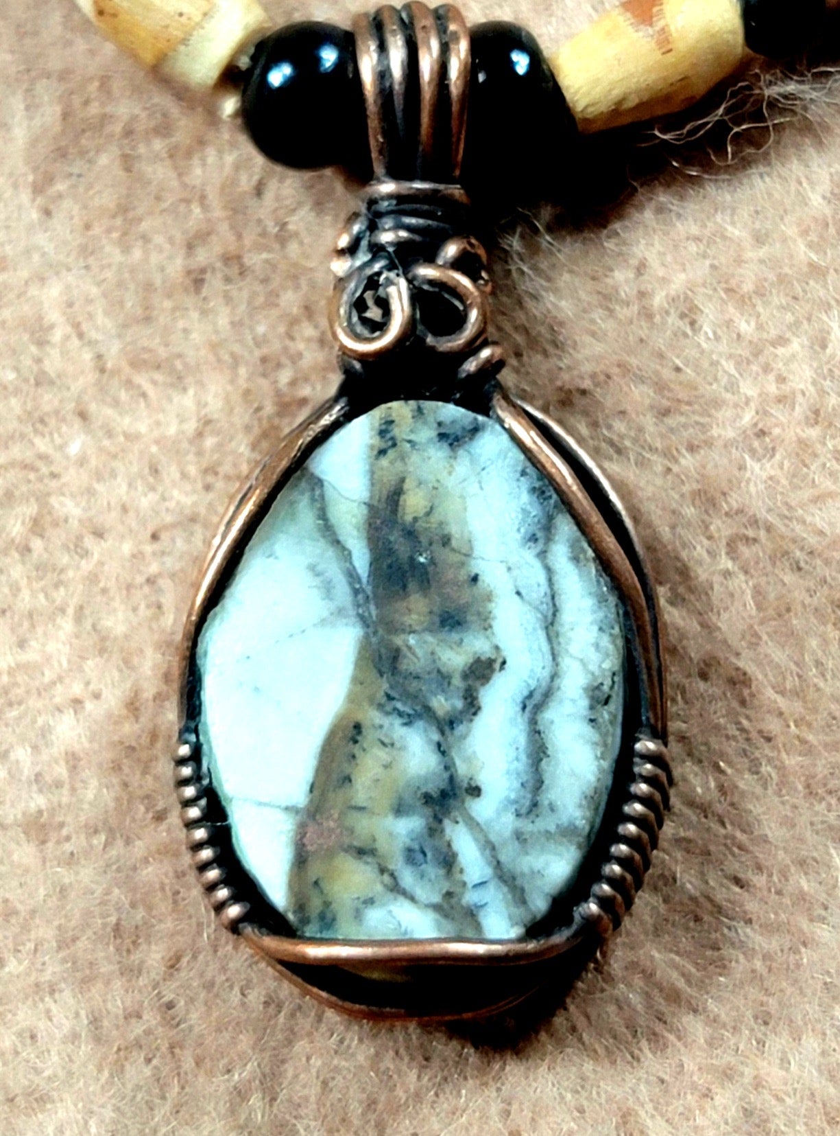Silver Lace Onyx Pendant:  Reed, Seed & Bone