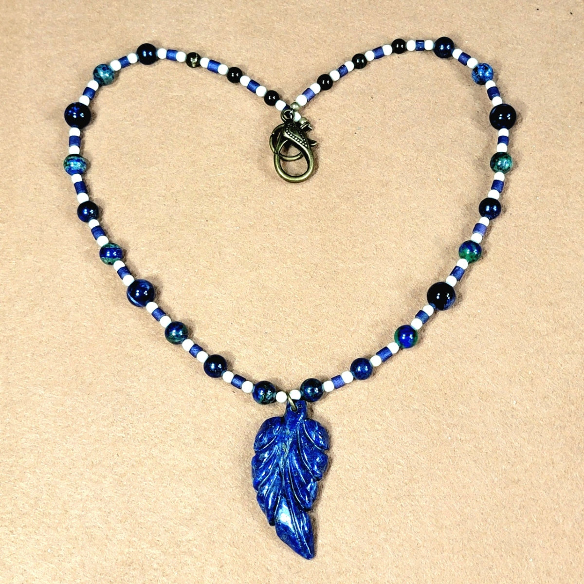 Lapis Lazuli Leaf:  Azurite, Malachite, Sodalite, Blue Tiger Eye & Reed.