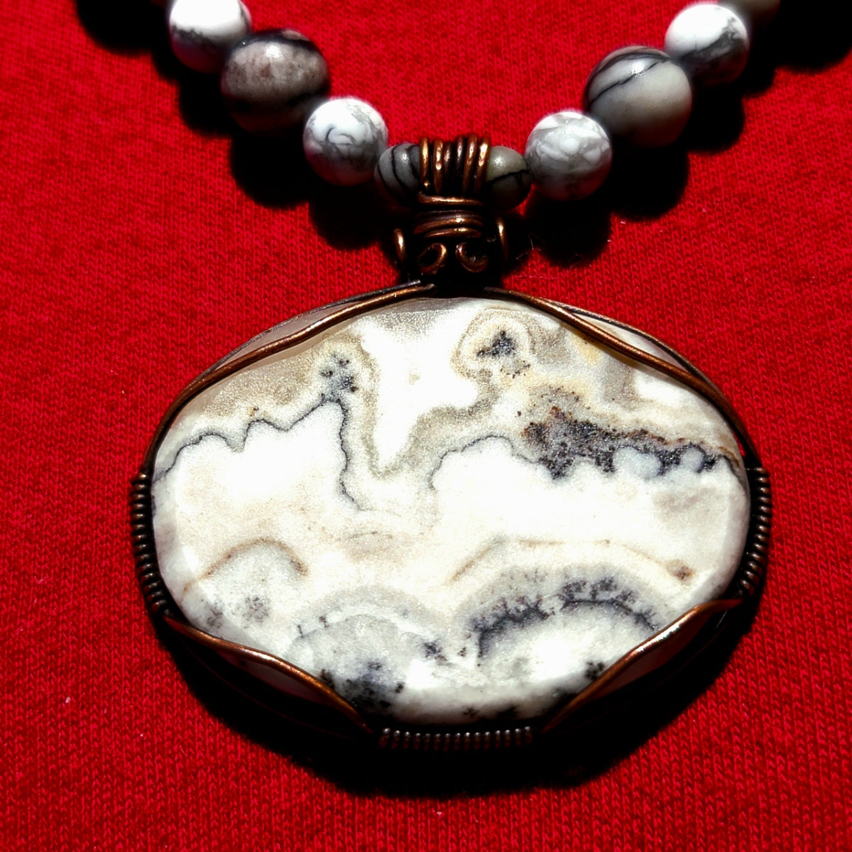 Silver Lace Onyx Pendant:  Howlite, Sodalite & Picasso Jasper