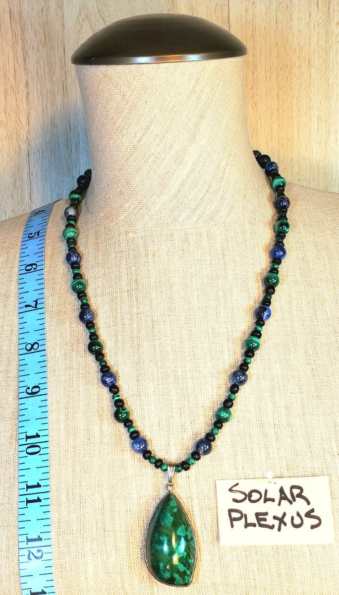 Copper World Malachite Pendant: Azurite & Malachite