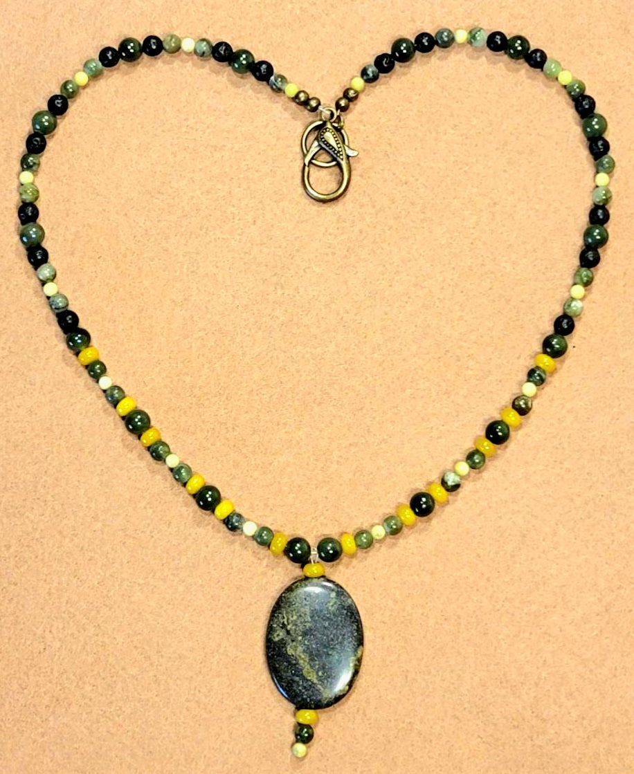 Serpentine Drop Bead:  Olive Opal, Serpantine, Jade & Lave