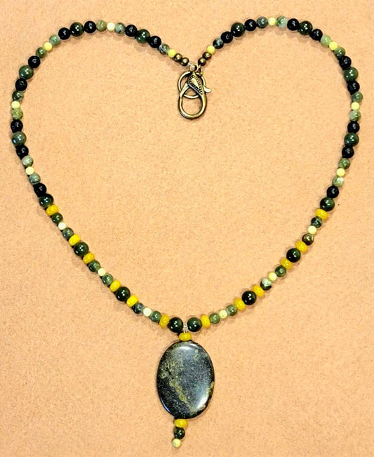 Serpentine Drop Bead:  Olive Opal, Serpantine, Jade & Lave