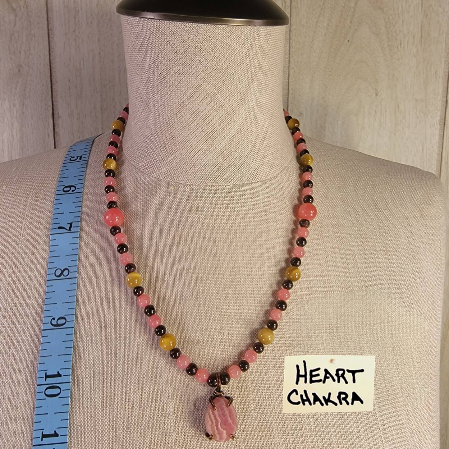 Rhodochrosite Cabochon: Rose Quartz, Yellow Tiger Eye & Garnet