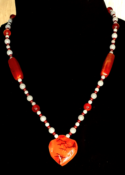 Indus Valley Carnelian Pendant:  Angelite & Carnelian