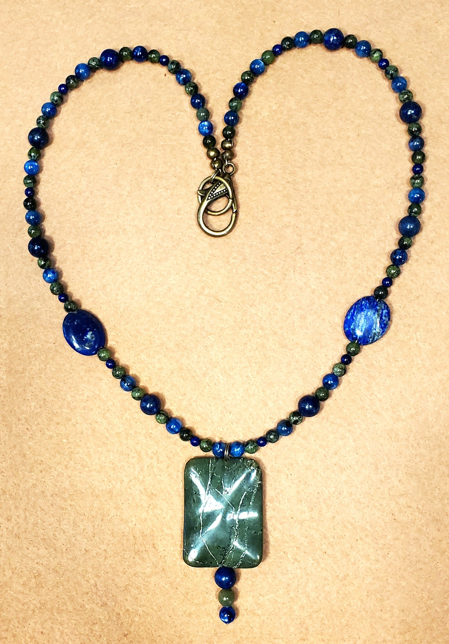 Jade Ribbon Drop Bead: Kyanite, Jade & Lapis